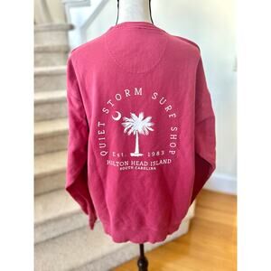 Hilton Head Nantucket Pink Red Long Sleeve Crewneck Sweatshirt Quiet Storm Surf